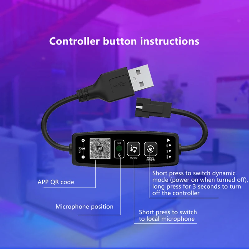 Controlador Bluetooth de Píxeles LED con Control Remoto de 28 Teclas y Sincronización de Música Sbae5a453f785437da577dc6b4a108badZ