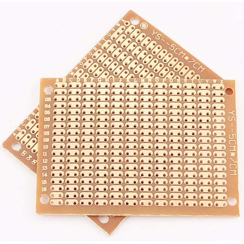 DIY 프로토타입 종이 PCB 범용 실험 매트릭스 회로 기판, 구멍 2 개, 5x7cm, 5 개