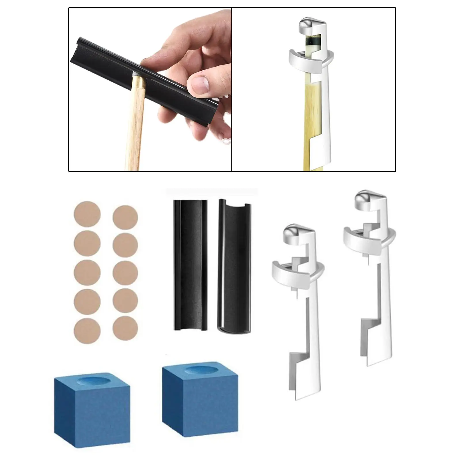

16 in 1 Snooker Pool Cue Repairs Set Tips Fixing Clamp Aluminum Alloy Billiard Holder DIY Stick Accessories