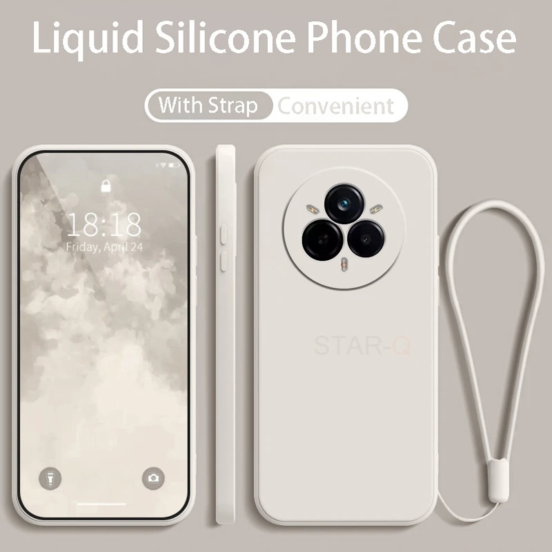 Liquid Silicone Phone Case with Lanyard - Original Strap Back Cover