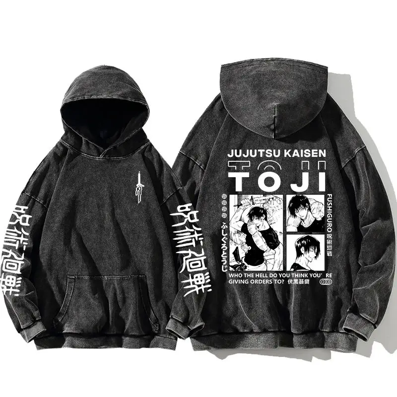 Jujutsu Kaisen Satoru Gojo Sweatshirts Anime Men's High Quality 100% Washed Cotton Hoodie Winter Oversized Streetwear Clothing 2