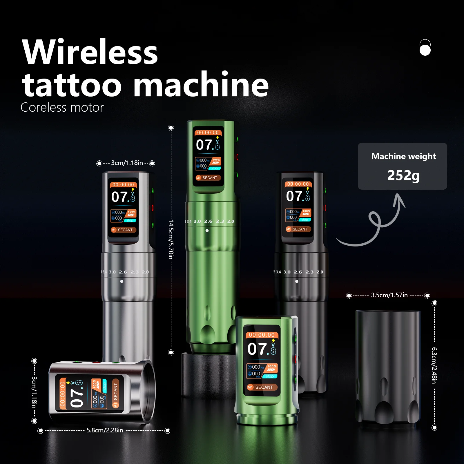 Tattoo Pen Tattoo Supplies Tattoo Motor New BIGWASP 2.0-4.2mm Adjustable Stroke Wireless Tattoo Machine Pen Strong Coreless Motor 2000mAh OLED Color Screen Battery Pen