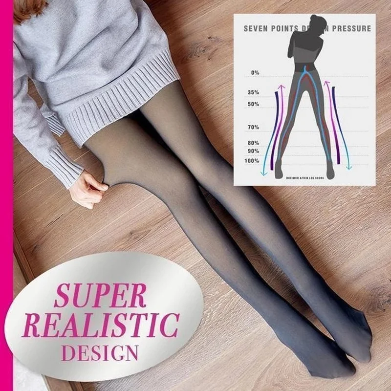 Flawless Legs Pantyhose Fake Translucent Winter Warm Fleece Tights