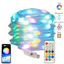 

WS2812B RGB LED String Party Lights BT Music Control Room Birthday Decor Led Light Dream Color Addressable Waterproof IP67 DC5V