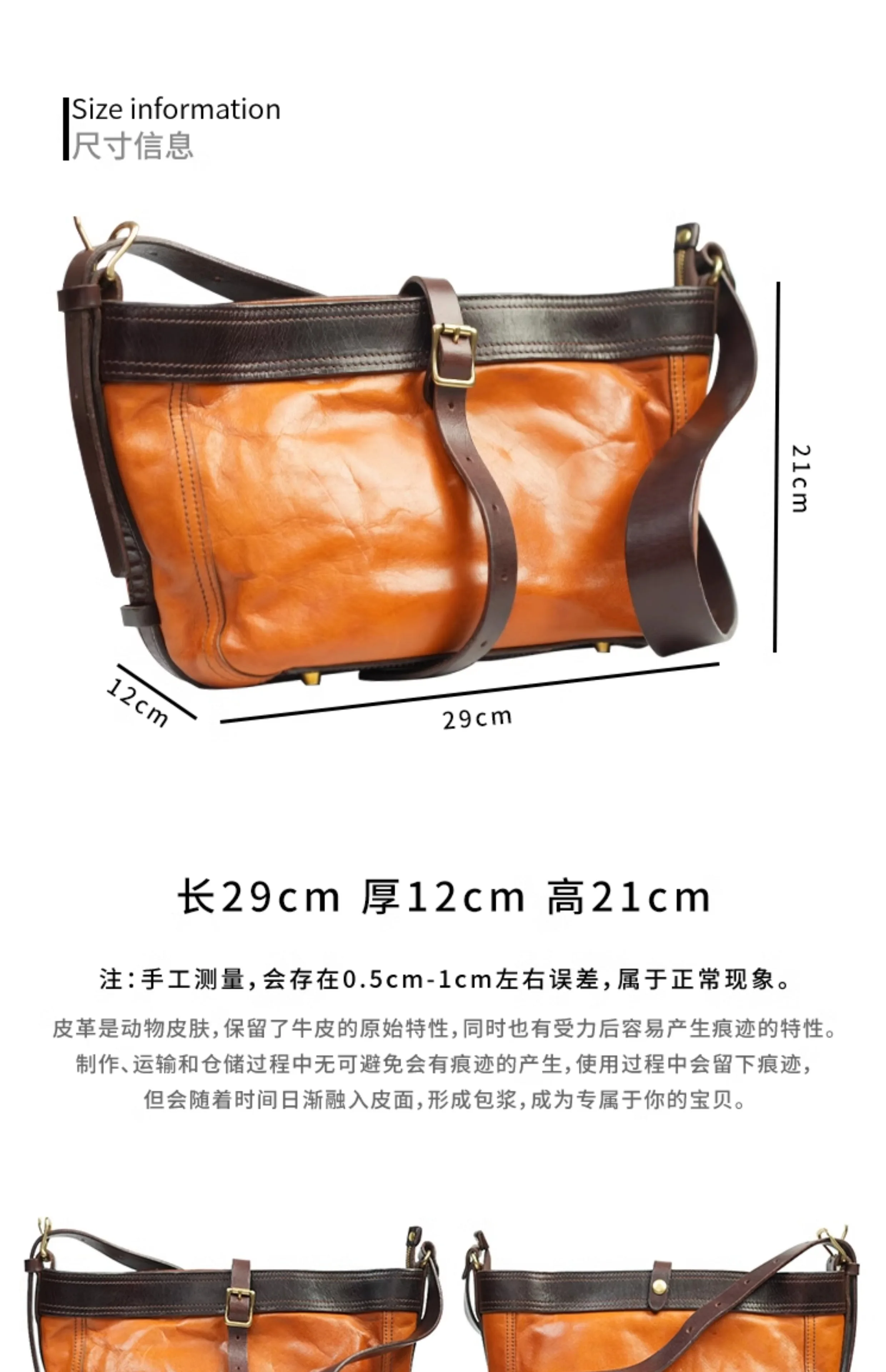 Hochwertige Damen-Umhängetasche aus Rindsleder der ersten Schicht, handgefertigte Vintage-Designer-Luxus-Unterarmtasche aus echtem Leder für Damen – Detail 1