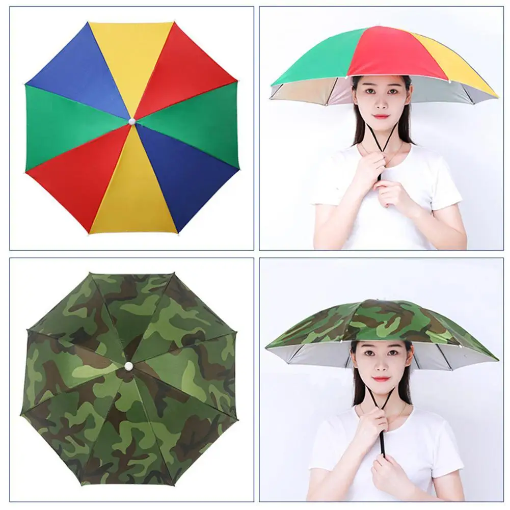 Chapéu de guarda-chuva dobrável, chapéu de pesca, caminhadas, camping, caminhadas, headwear praia, capacete viseira, esportes ao ar livre, roupas de proteção