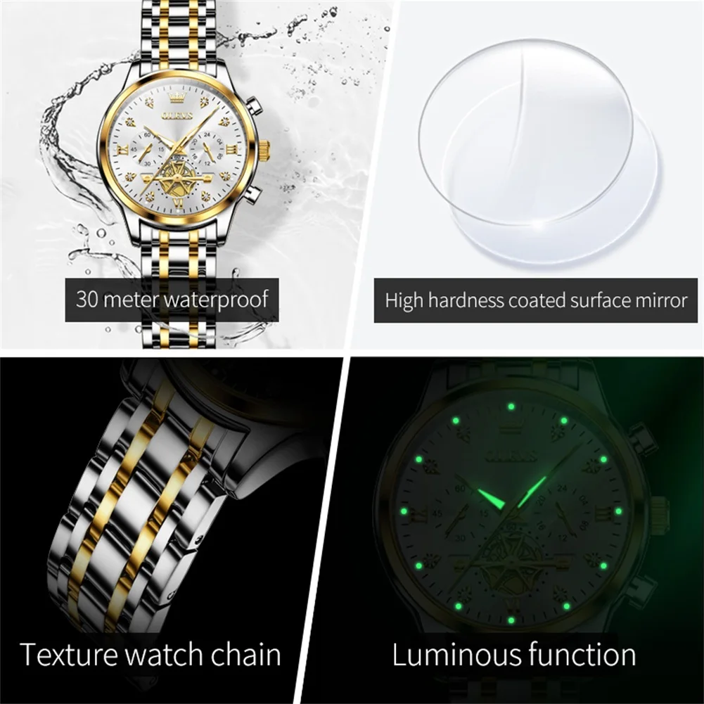 Elegant Waterproof Quartz Women's Chronograph Watch by OLEVS