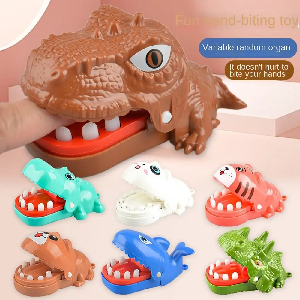 Stress Reliever Mini Dinosaur Bite Finger Toy Random Color Plastic Tooth Extraction Game Dinosaur Decompression Toy Gift