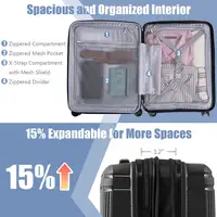 Ensemble de bagages 2 pièces : valise cabine 20 pouces et trousse de toilette 14 pouces - Noir 6