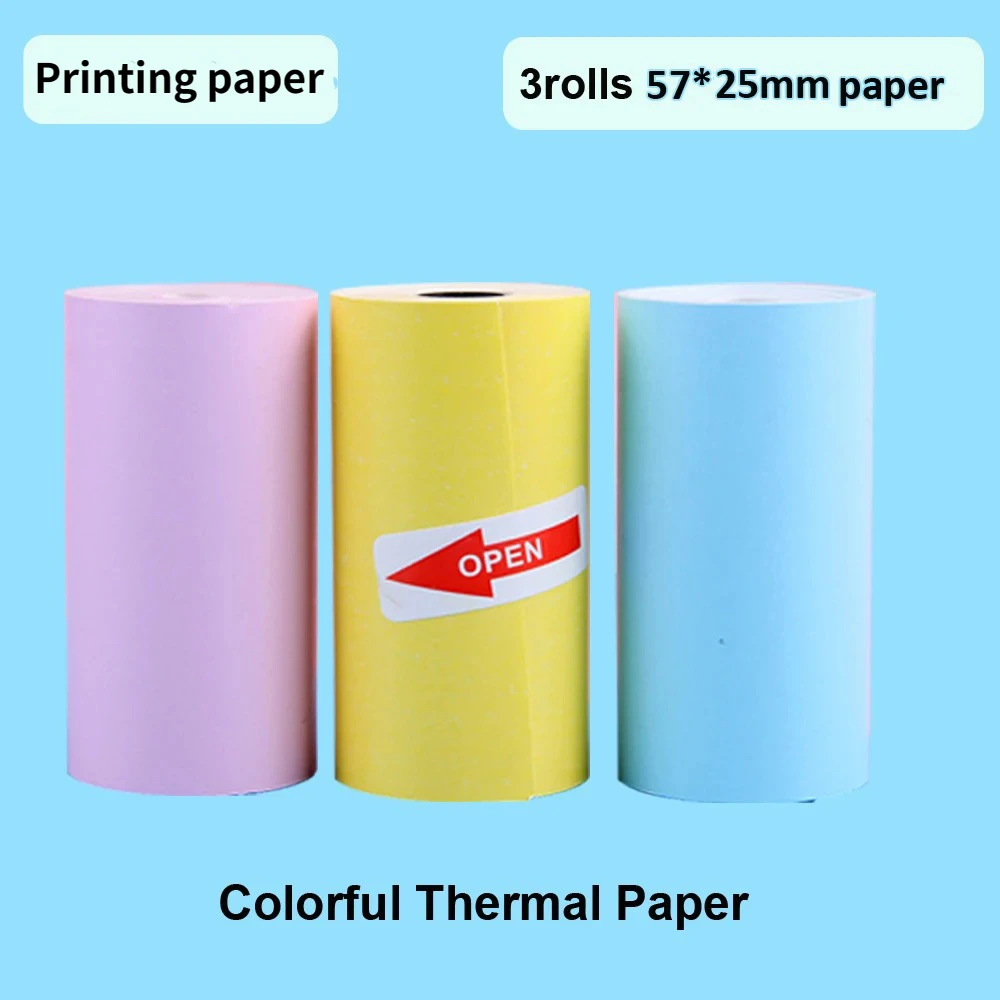 Thermal Paper Label Sticker Self-adhesive Rolls 57*25MM for Mini Printer Instant Print Kids Camera Photo