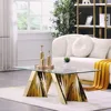 50 inch Gold and Clear Glass Coffee Table for Living Room with Gorgeous Polished Stainless Steel Base, Café Tables 1