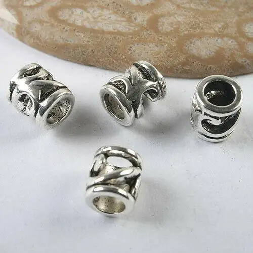 

20pcs 8.5x7.7mm hole:4.8mm dark silver tone spacer bead h3507