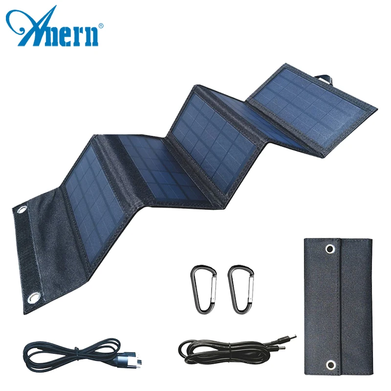

Портативная уличная солнечная панель Anern, 5 В, 20 Вт, Складная Водонепроницаемая солнечная батарея с USB, зарядное устройство для смартфона