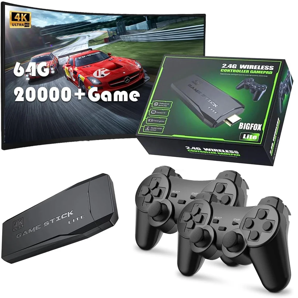 NEW Video Game Console with 2.4G Double Wireless Controllers, 4K Support, 64GB/32GB Storage, 20000 Retro Games, TV-Compatible, Perfect Boy Gift 2