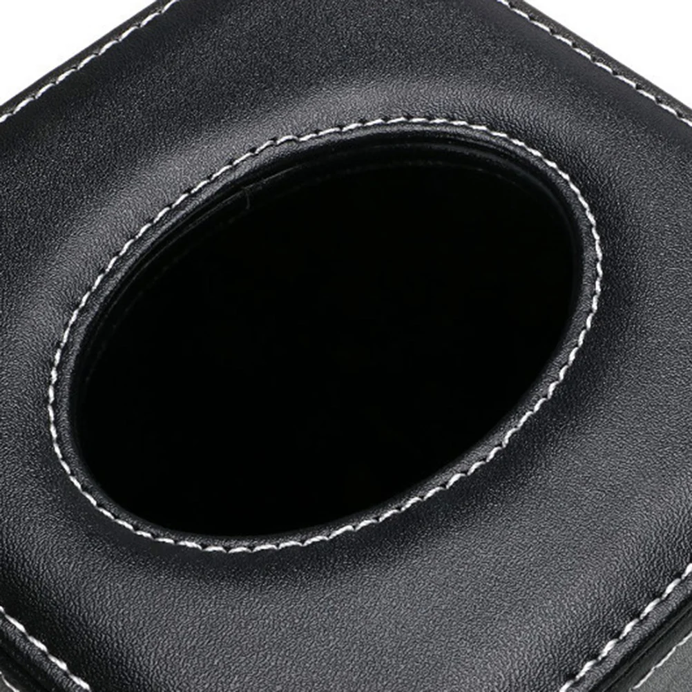 Black Pu Paper Holder Square Tissue Box Napkin Storage Towel Container Home Office Hotel Room ganization 5