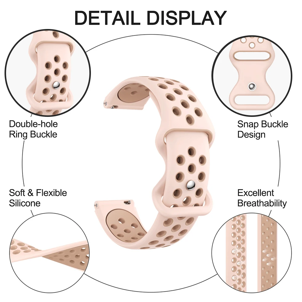 Two-Tone Round Hole Sport Breathable 18mm Band with 8-Shaped Buckle