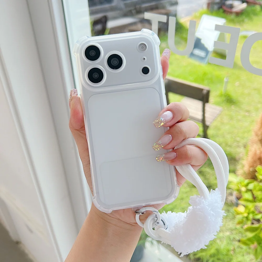 Transparent Anti-Fall Phone Case with Plush Hand Rope