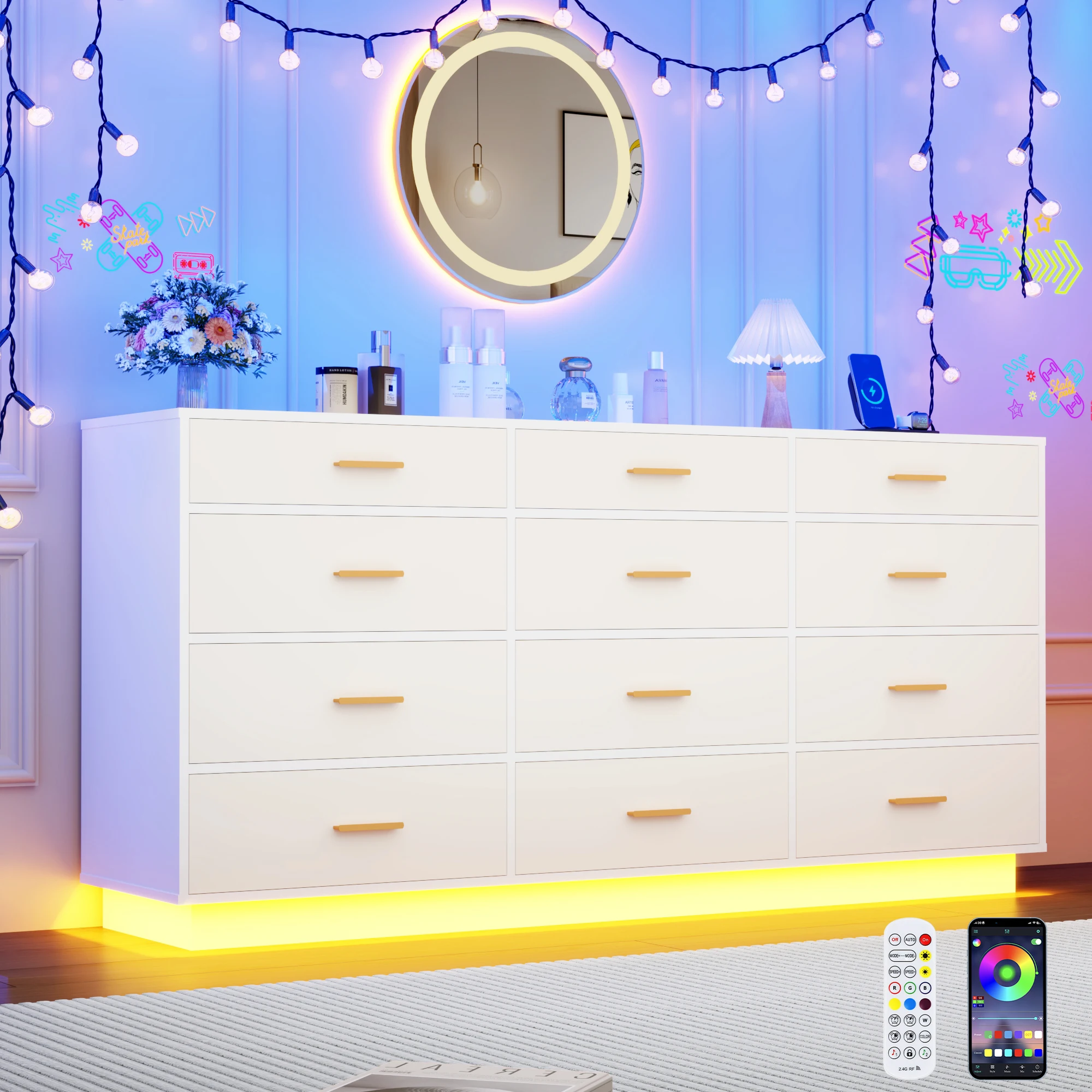 12-Drawer LED Dresser 2