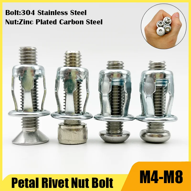 StainlessSteelHexPhillipsScrewNutPetalShapeMetalInsertRivet