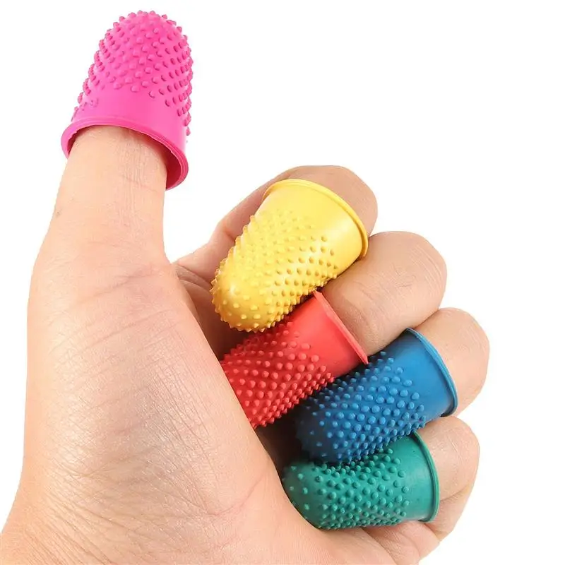 20pcs Rubber Finger Protectors Sleeve Cover Anti-Slip Finger Guard Embroidery Knitting Sewing Thimble Cover Cots
