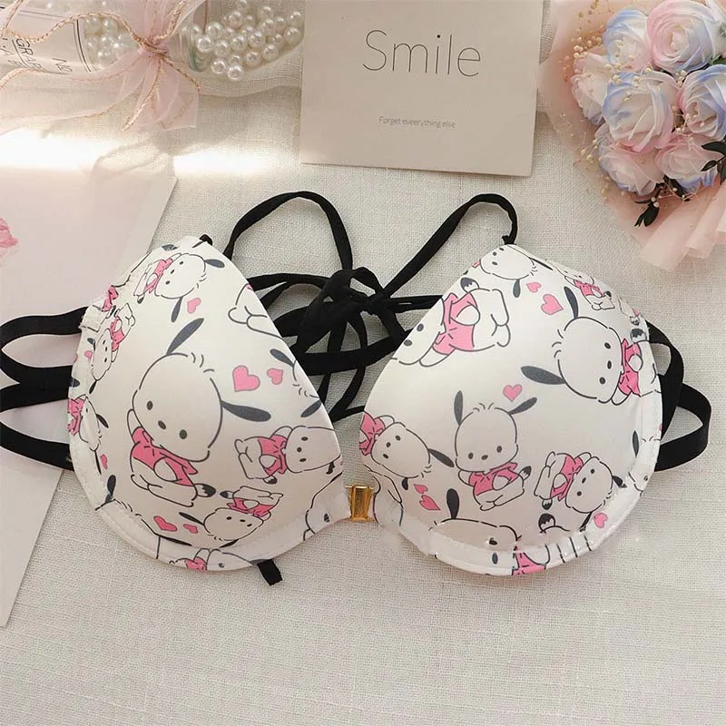 Sanrio Bra Hello Kitty Pochacco Kawaii Comfortable Breathable Underwear  Comic Girlish Boobs Bra Sexy Brassiere Panties Girl Gift - AliExpress