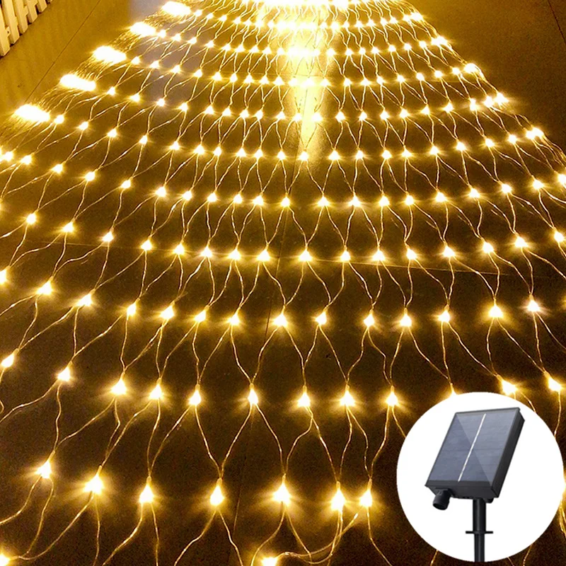 

1.5MX1.5M 6x4M Solar Christmas Garlands LED String Christmas Net Lights Xmas Garden Fairy Wedding Party Decoration Curtain Light