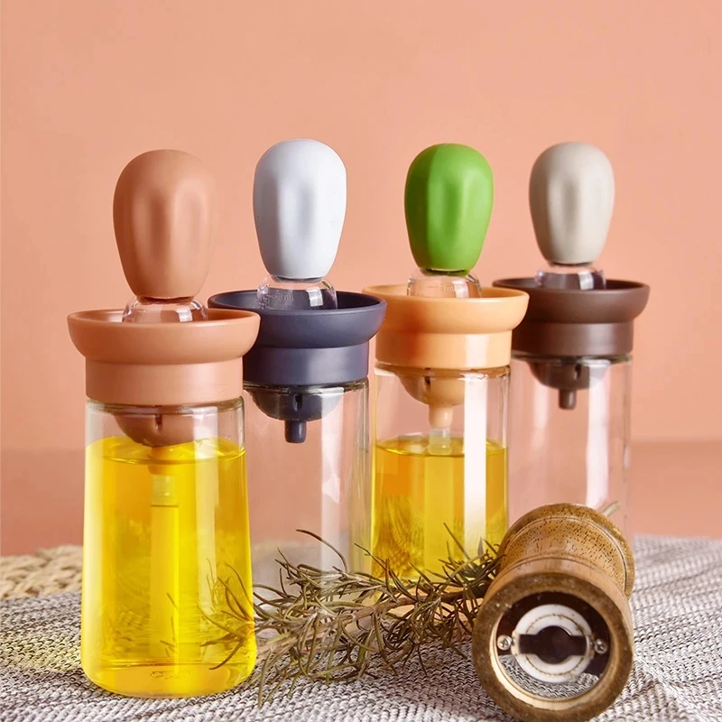 Kitchen Oil Bottle Silicone Brush BBQ Grill Dropper Olive Oil Dispenser Bottle Cooking Baking Barbecue Kitchen Accessories oil bottle brush,oil brush,oil bottle,silicone basting brush