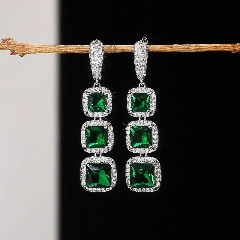 Huitan Tropfenohrringe mit glänzendem Prinzessinnen-Zirkonia für Damen, eleganter Stil für Hochzeit, Party, Jahrestag, Geschenk, Accessoires – Detail 18