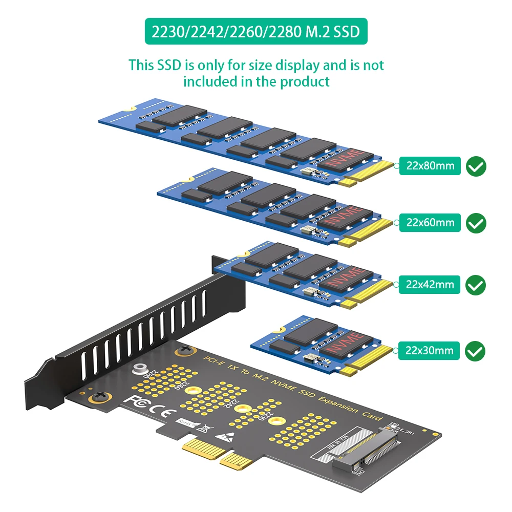 M.2 NGFF NVMe SSD to PCI-E 3.0 1X Adapter