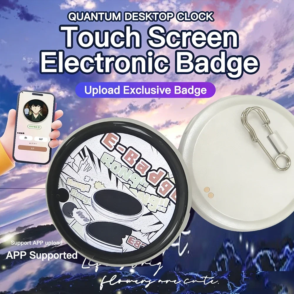E-Badge HD 다이나믹 디스플레이 스마트 핀, E-Badge 블루투스 애니메이션 디지털 핀, 사진 및 애니메이션을 위한 앱 제어 기능 포함