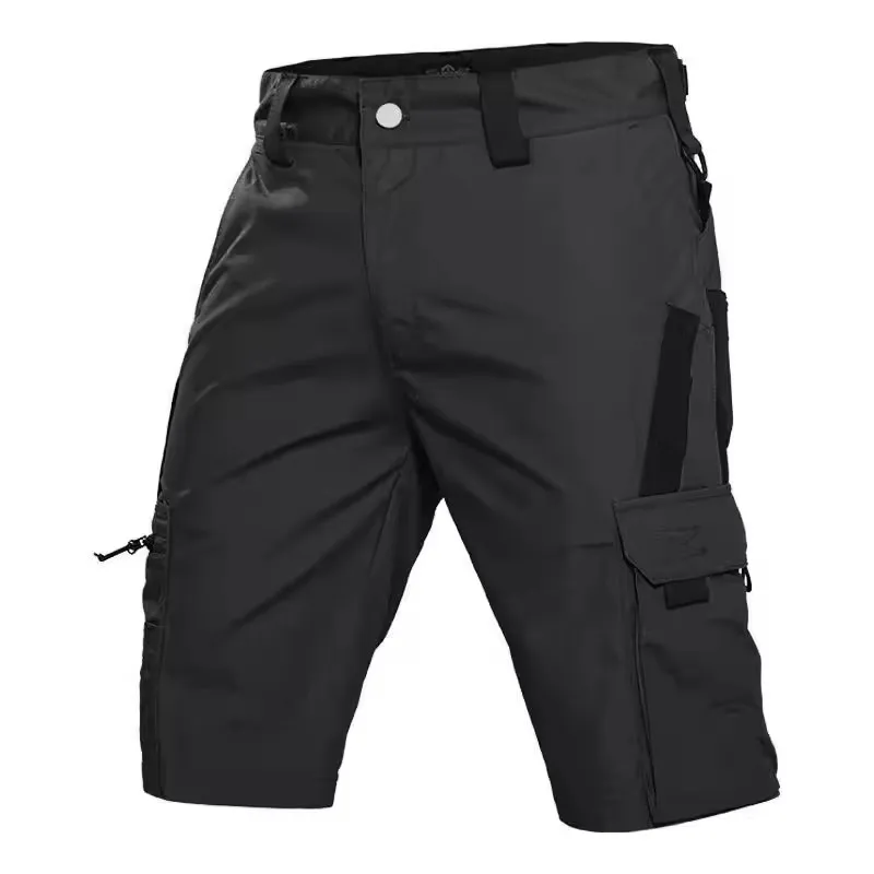 Men's Military Green Outdoor Camouflage Training Shorts with Multi-Pocket Design