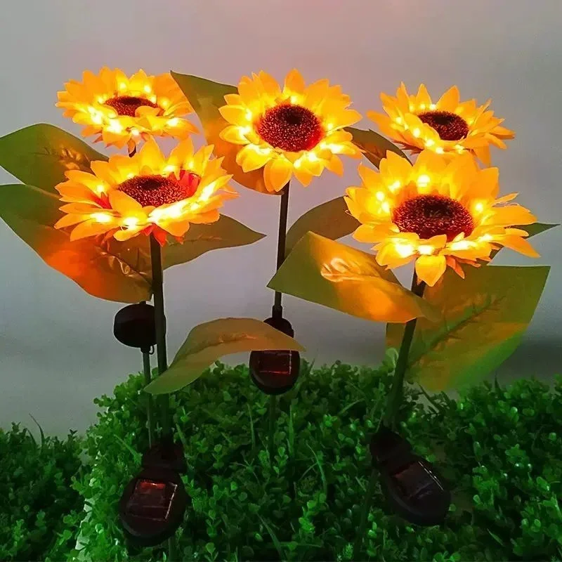 Solar-Powered Sunflower Garden Lights – Yellow Flower Lawn Lamps
