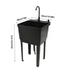 Freestanding Laundry Tub Utility Wash Sink w/ Faucet & Soap Dispenser for Bathroom Black 6