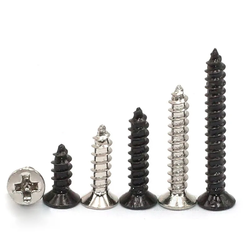 

100Pcs M1 M1.4 M1.7 Nickel/zinc Plated Steel Phillip Cross Recessed Flat Countersunk Head Screws Self Tapping Wood Bolts DIY