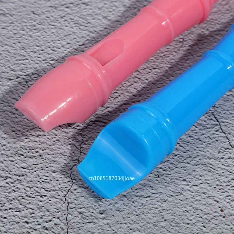 8 Holes Plastic Flute Colorful Recorder Woodwind Instrument For Beginner Musical Educational Children Toys With Cleaning Stick