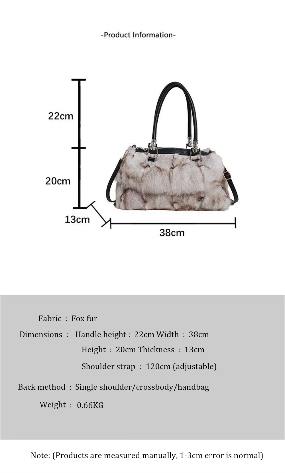Lässige Echtleder-Fuchsfell-Tragetaschen für Damen, Große Kapazität Schultertaschen für Frauen 2026 Neue Luxus-Mode Flauschige Handtaschen – Detail 2