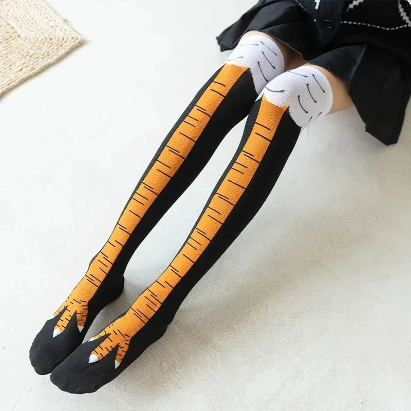 Funny Chicken Paw Stocking Over-knee Pressure Thin Leg Long Stockings Women Spring Autumn Winter Middle High School Girls Socks
