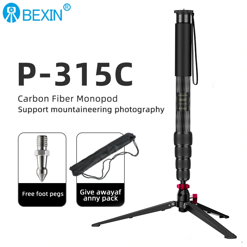 

BEXIN P315C Carbon Fiber Camera Monopod Unipod Stick 5-Section for Nikon Canon Sony Pentax Camcorder Video Stuido Photography