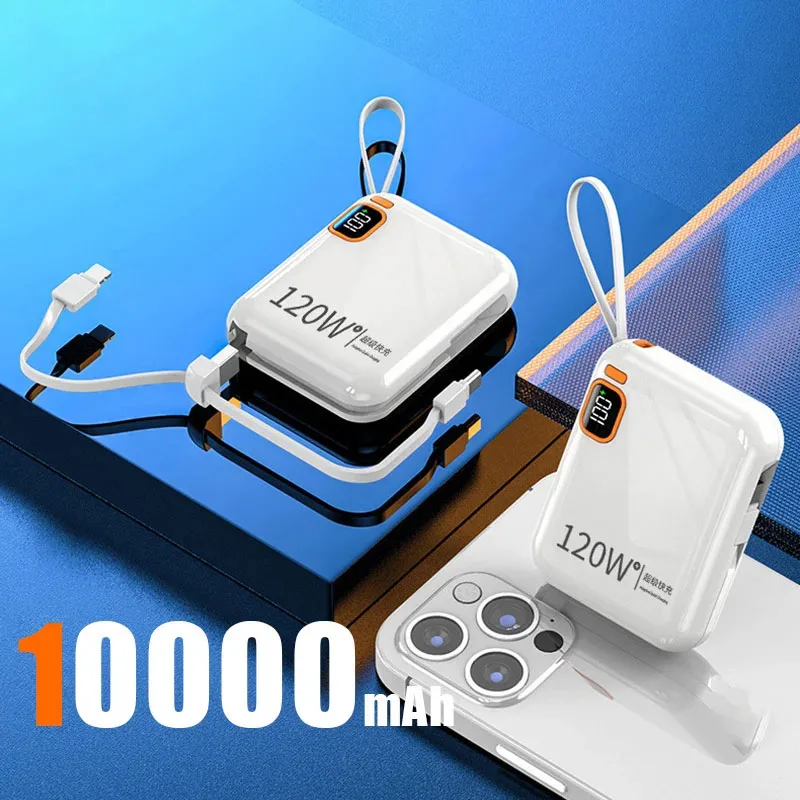 120 Вт 50000 мАг Портативний Power Bank Кабель високої ємності Двостороння швидка зарядка Міні Powerbank для iPhone Samsung ﻿ Новий