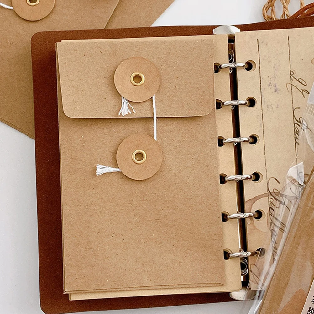Retro Information Bag Office Envelopes Craft Vintage Greeting Cards Button 5 Pcs