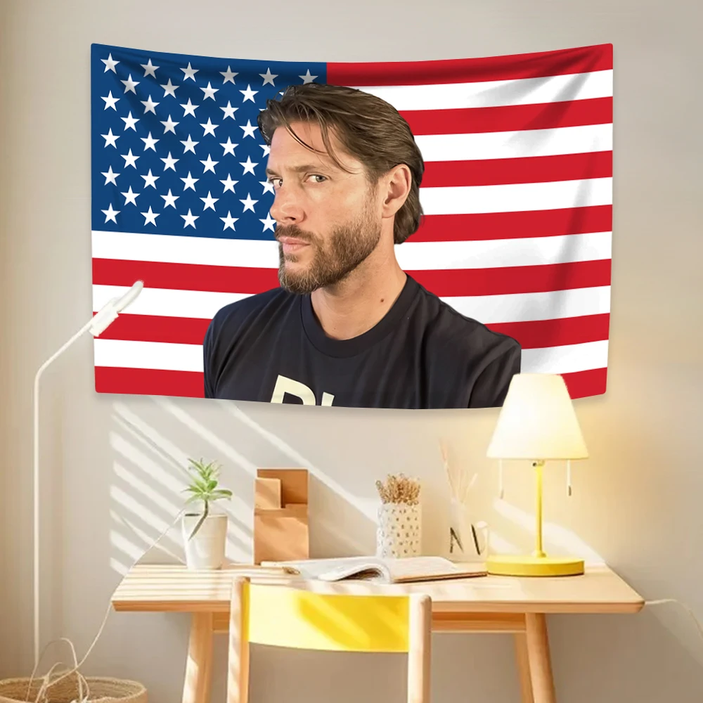 Jensen Tapestry Ackles American Flag Famous Actor Home Decor Wall Hanging Covering Bedroom Dorm Backdrop Outdoor Decor Fans Gift tapestry decorations