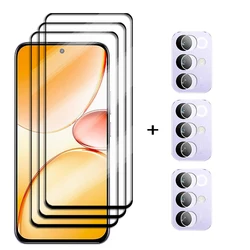 6 - in - 1 Full Coverage Tempered Glass Screen Protector with HD Camera Lens Film for Realme C85 (3 Glass and 3 Lens)