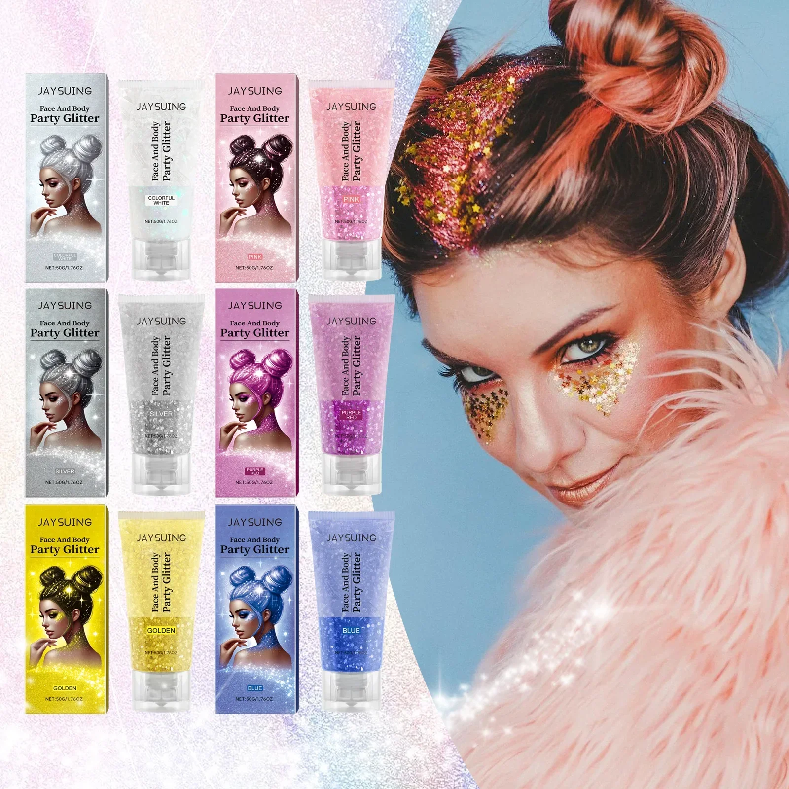 Glitter Gel Three-dimensional Body Highlighter Glitter Multicolor for Party Carnival Shine Sequins Brilliant Lasting Styling 2