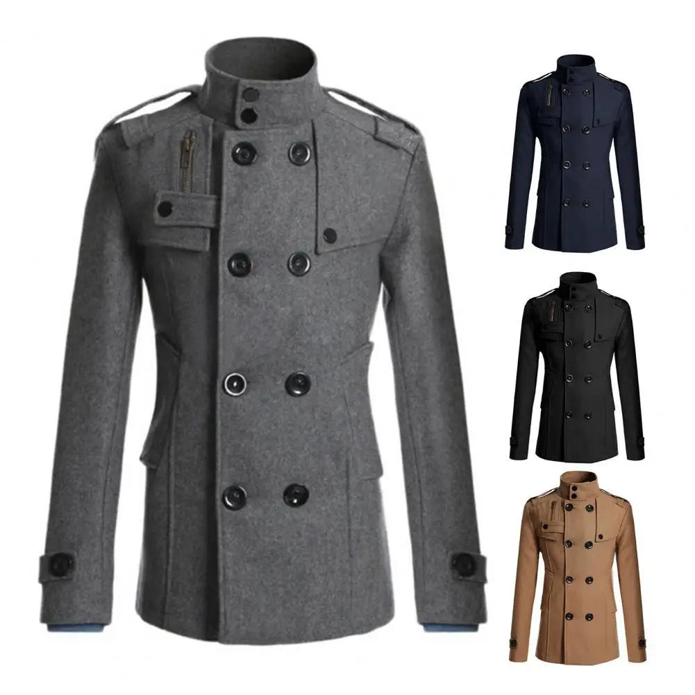 Fabulous Men Coat Gentle Woolen Streetwear Men Jacket Overcoat Men Jacket for Dating