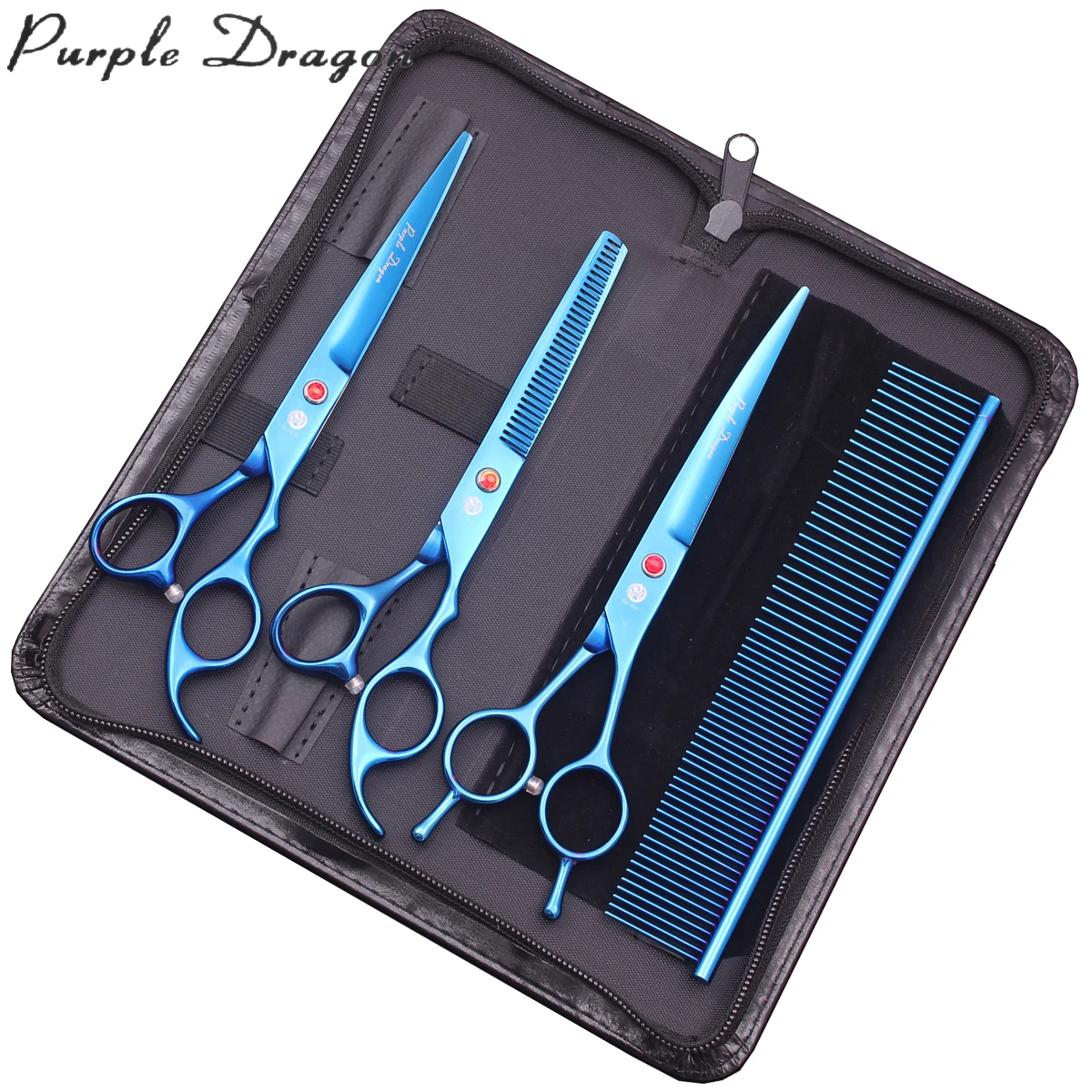 Dog Grooming Scissors Kit Purple Dragon 7.0" Japan Stainless Straight Thinning Shears Curved Pet Shears dog grooming scissors,dog grooming scissors kit