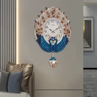 Exquisite Wall-Mounted Pendulum Clock with Lifelike Animal Feathers, Large Digital Dial, Accurate Quartz Movement, Ideal Gift