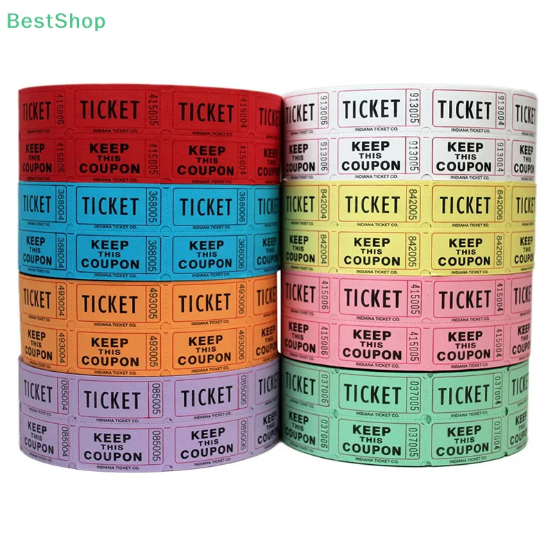 1000 Stück bunte zerreißbare Tombola-Tickets, Doppelrollen, Eintrittskartett, Spielticket für Veranstaltungen, Karneval, Zugangsklasse, Belohnung