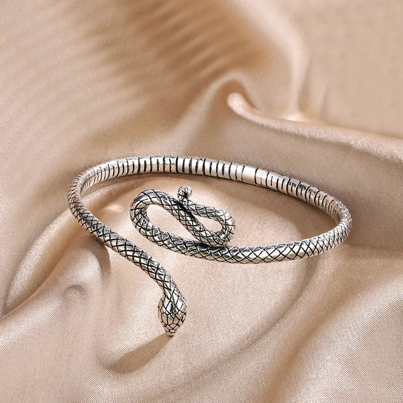 New Arrival Trendy Snake Animal Design Retro Thai Silver Female Bangle For Women Hand Jewellery Accessories Never Fade 5