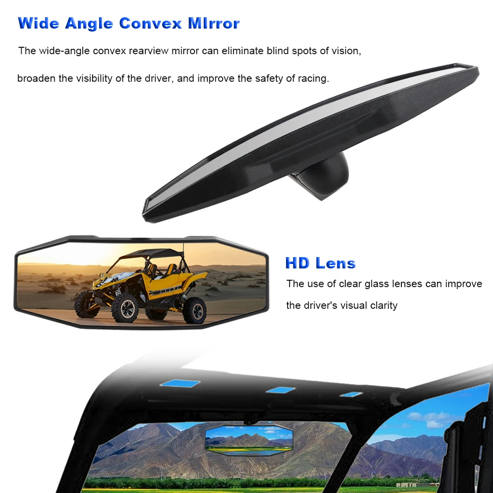 UTV Center Rear View Mirror For Polaris General RZR Ranger 570 900 1000 XP Convex Rearview Mirror  Roll Bar Replacement 2881540