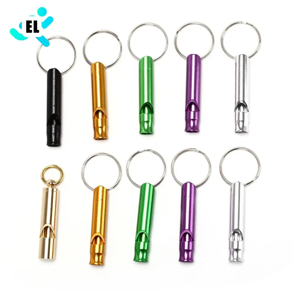10 PCS/Lot Outdoor Emergency Mini Aluminum Alloy Whistle Keyring Keychain For Survival Safety Sport Camping Hunting Random Color
